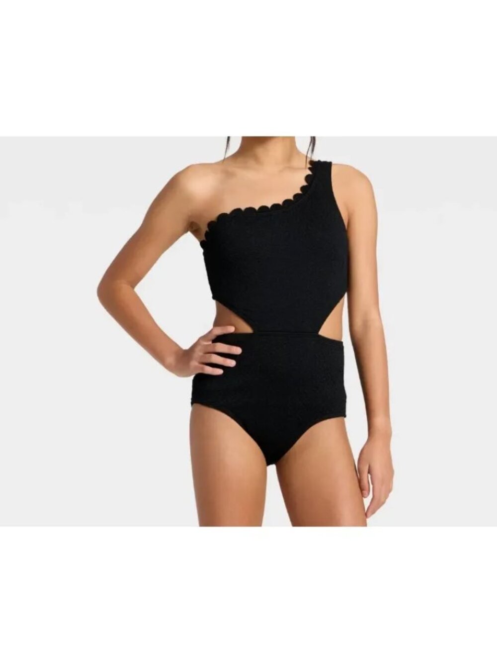 Art Class size Medium 8  Black One-piece Swimsuit Scalloped Cutout NEW